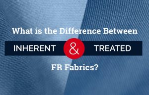 A diagram showing the difference between inherent FR fibers and treated FR fibers