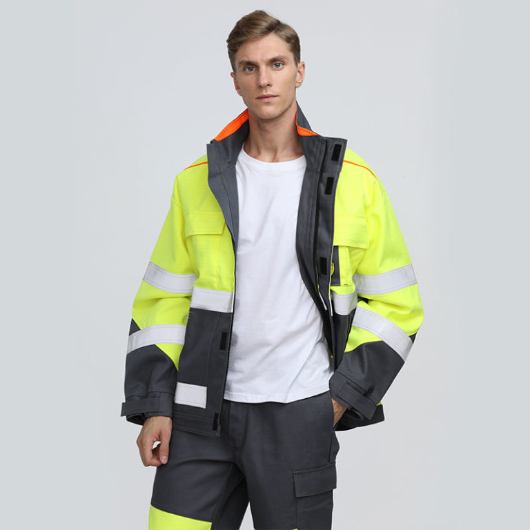 Cotton Polyester Fire Retardant Jacket And Pants Work Safety Suit