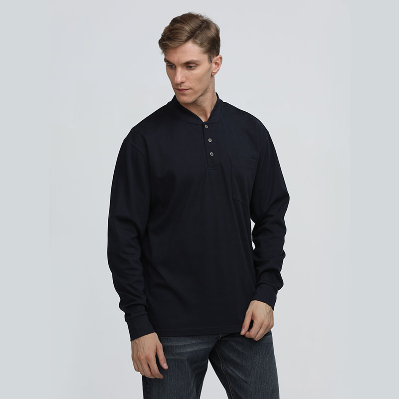 Cotton Flame Resistant Knit Henley Work Long Sleeve Shirt